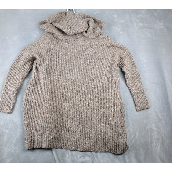 Cozy Casual Hooded Cardigan Women S/M Oversized Brown Knit Open Front Sweater - Picture 4 of 9